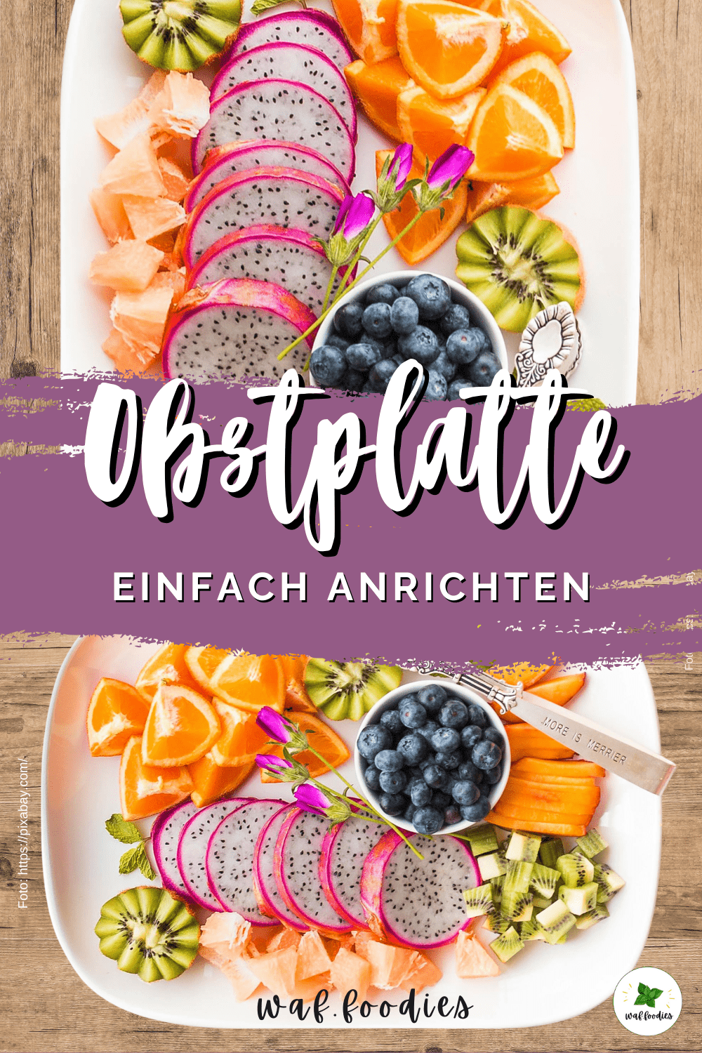 Frische Obstplatte als gesunder Snack mit Ananas, Birne und Nektarine für Frühstück oder Brunch