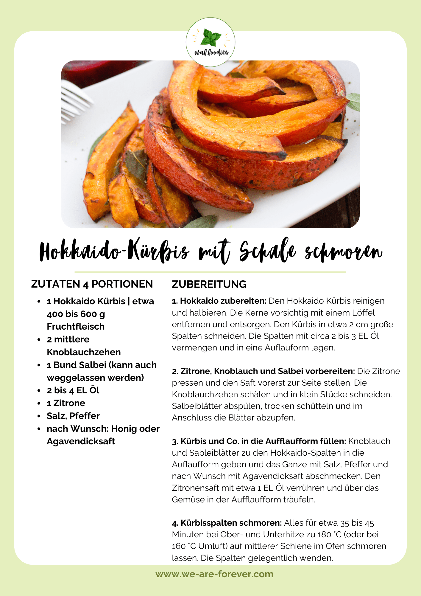 Hokkaido Kürbis mit Schale schmoren - Rezept | waffoodies