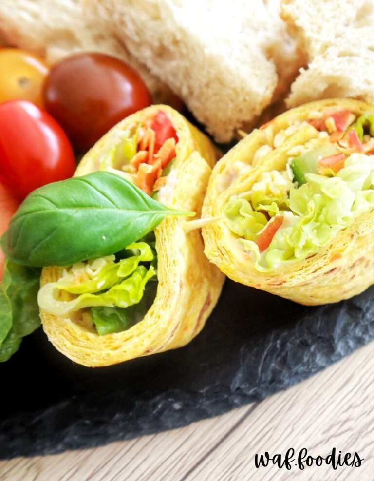 Vegane Mini Wraps Wrapschnecken gefüllt mit veganem Käse & Gemüse