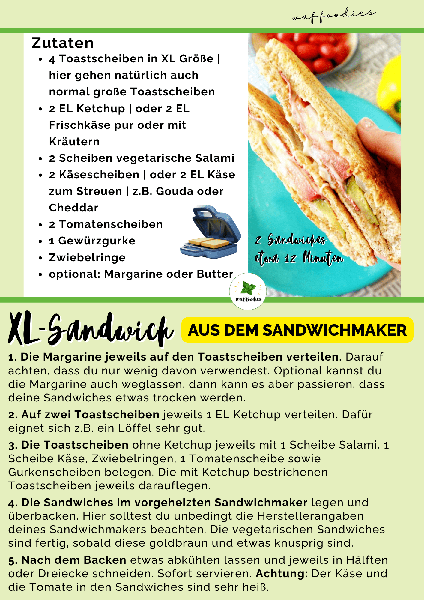 rezeptkarte xl sandwich aus dem sandwichmaker