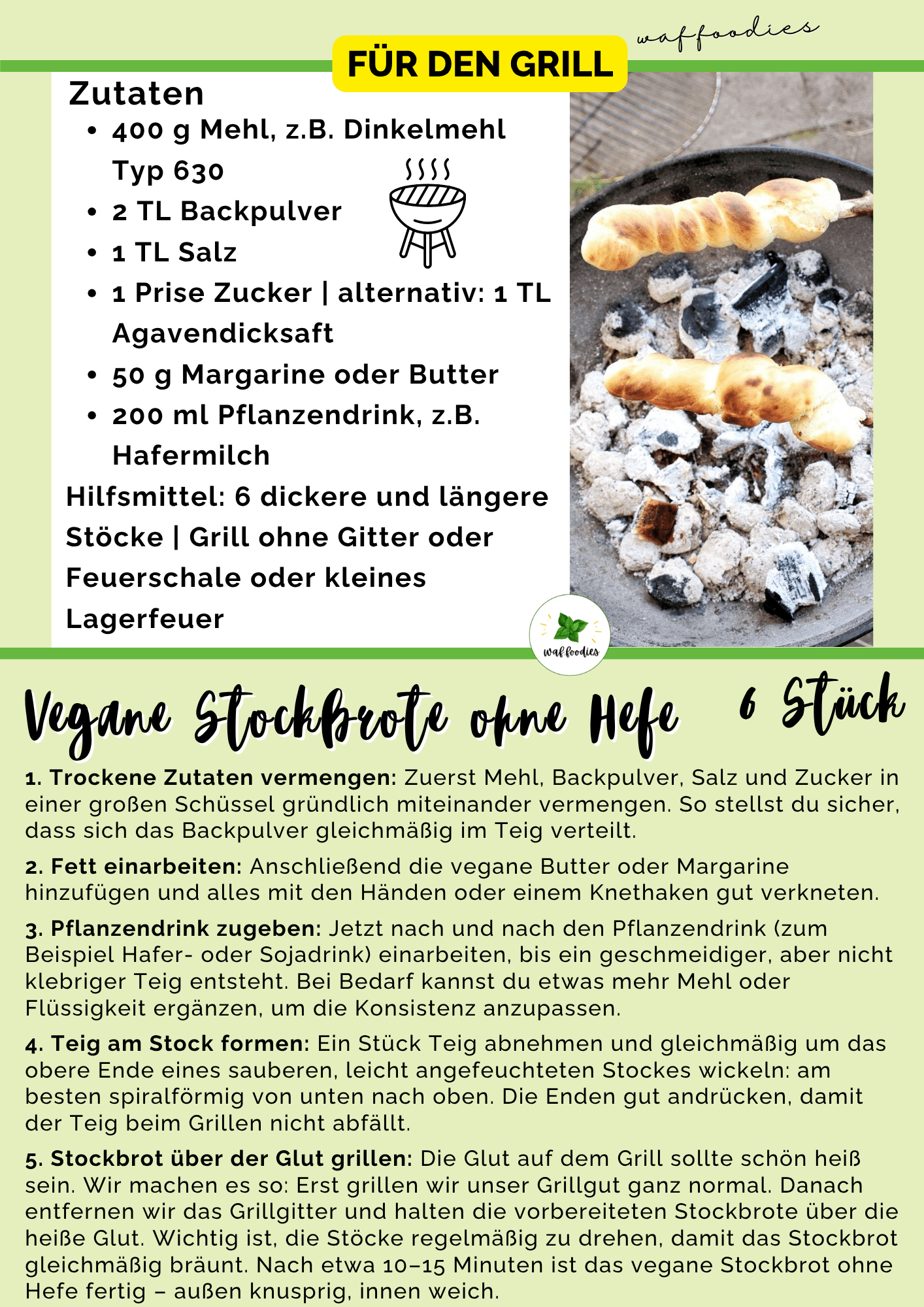 rezeptkarte für vegane stockbrote ohne hefe