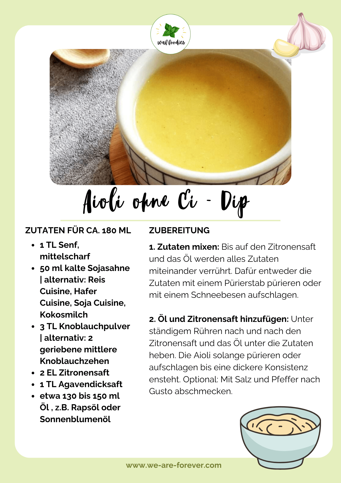 Rezeptkarte für Aioli ohne Ei