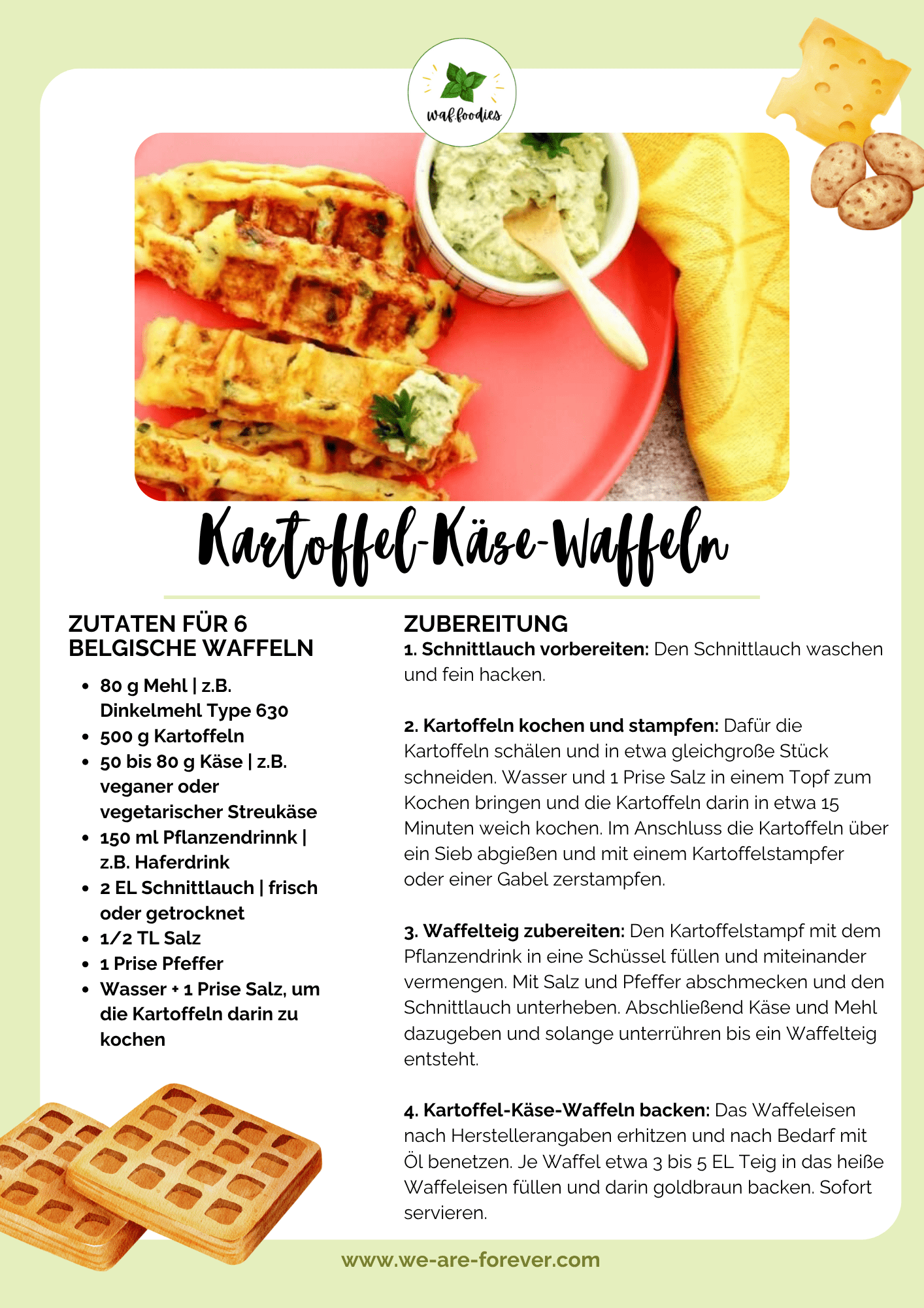 Rezeptkarte für Kartoffel-Käse-Waffeln