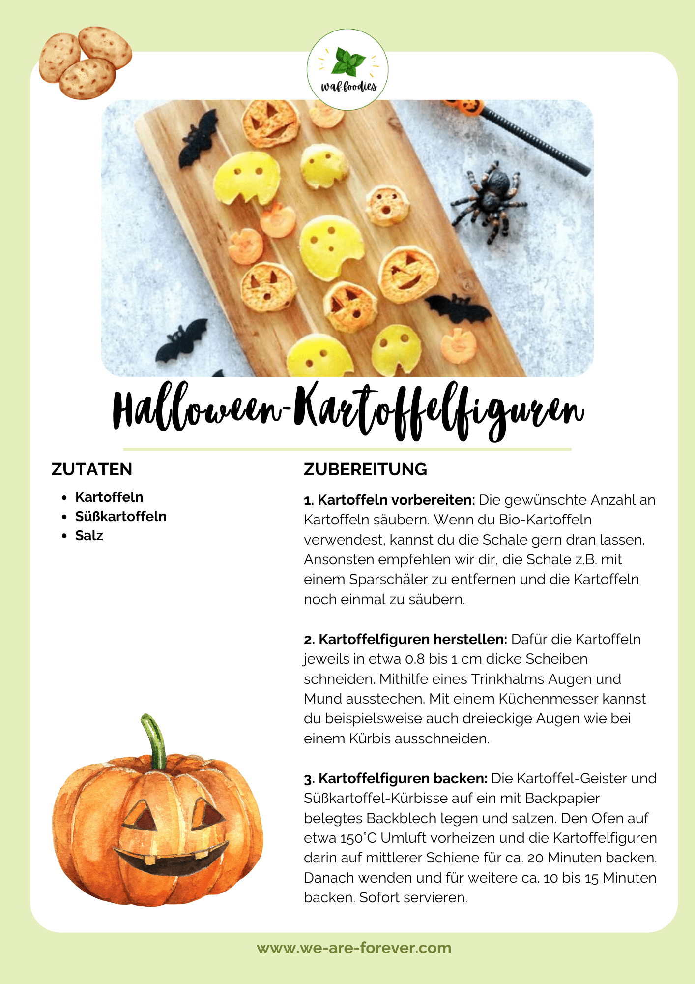 Rezeptkarte für Kartoffelgesichter
