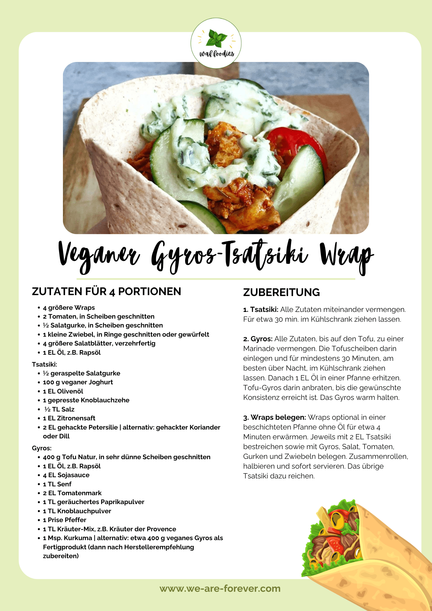 Rezeptkarte Veganer Gyros-Wrap