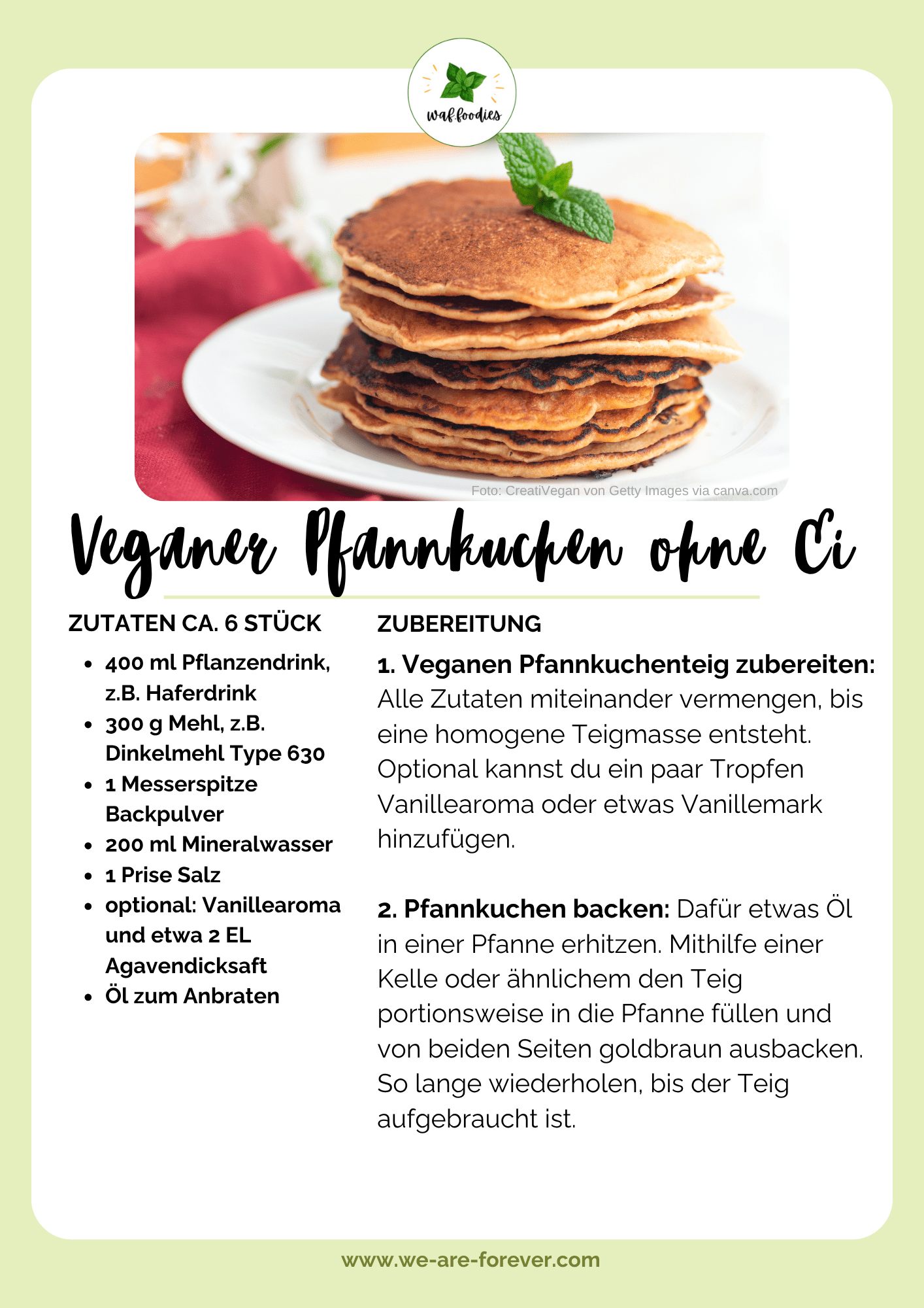 Einfaches Rezept für vegane Pfannkuchen ohne Ei | waffoodies