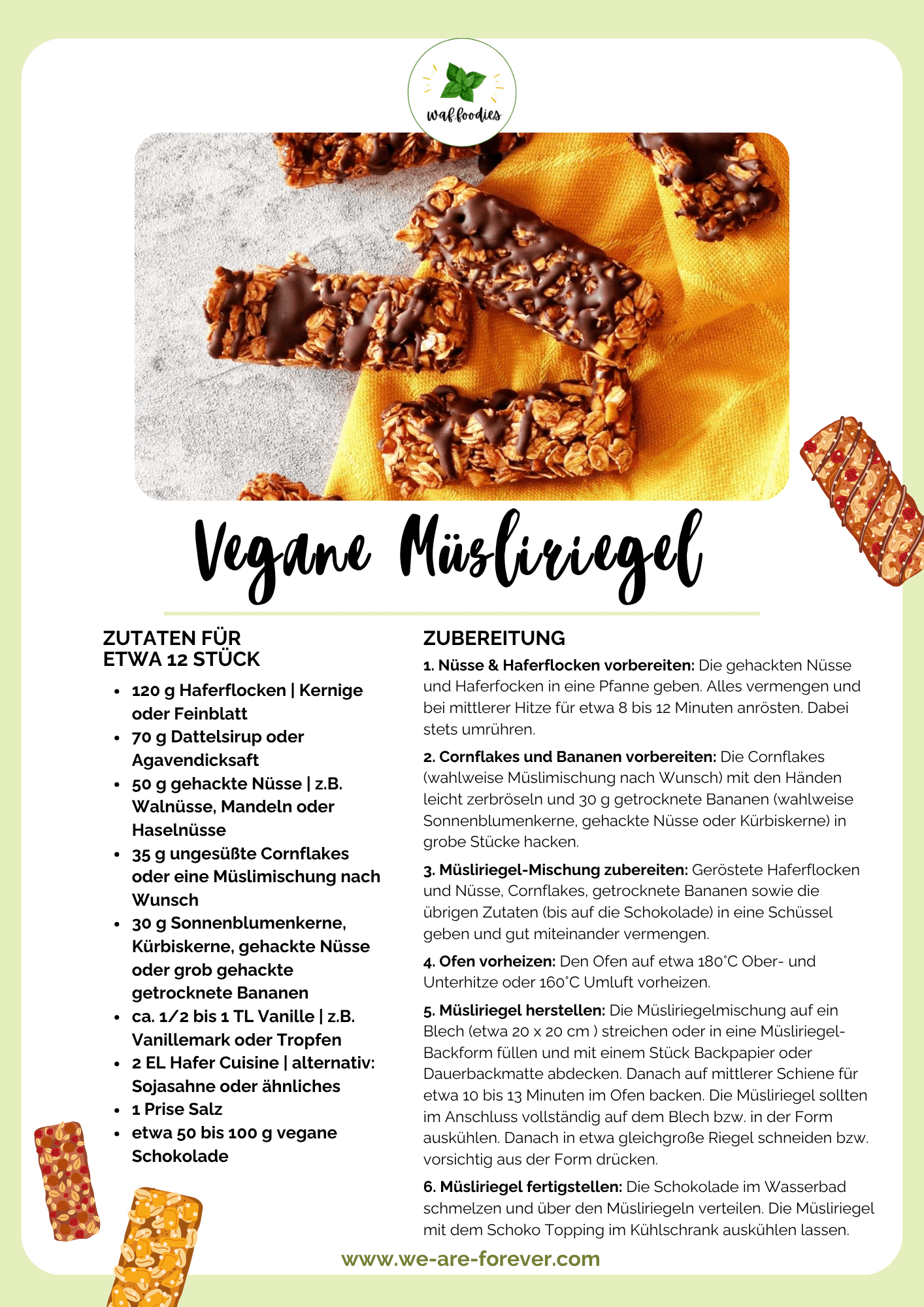 Rezepkarte für Müsliriegel zum ausdrucken