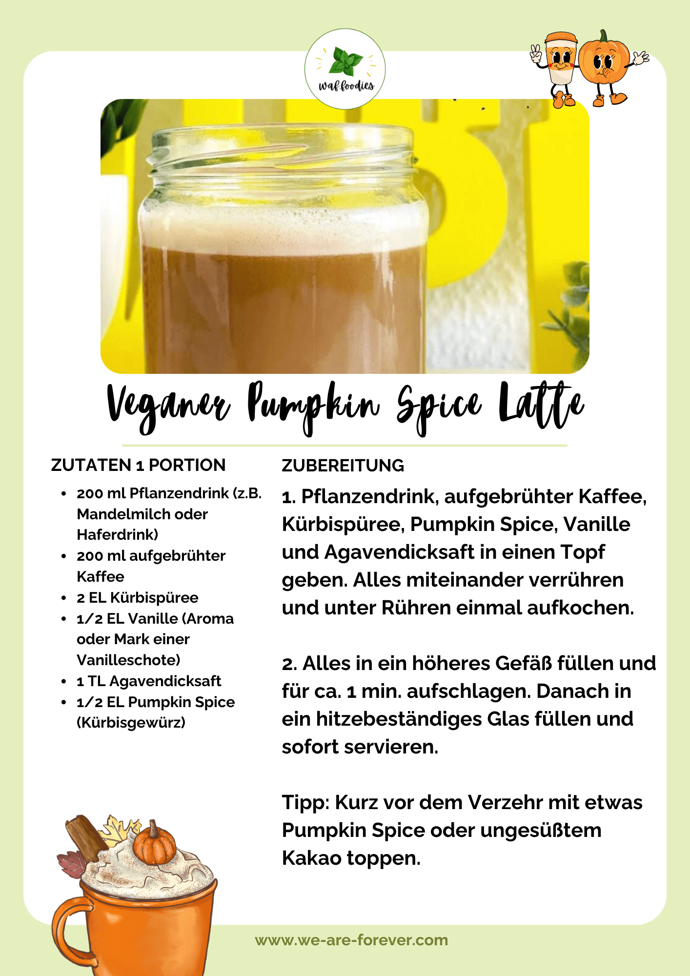 Rezeptkarte für Pumpkin Spice Latte