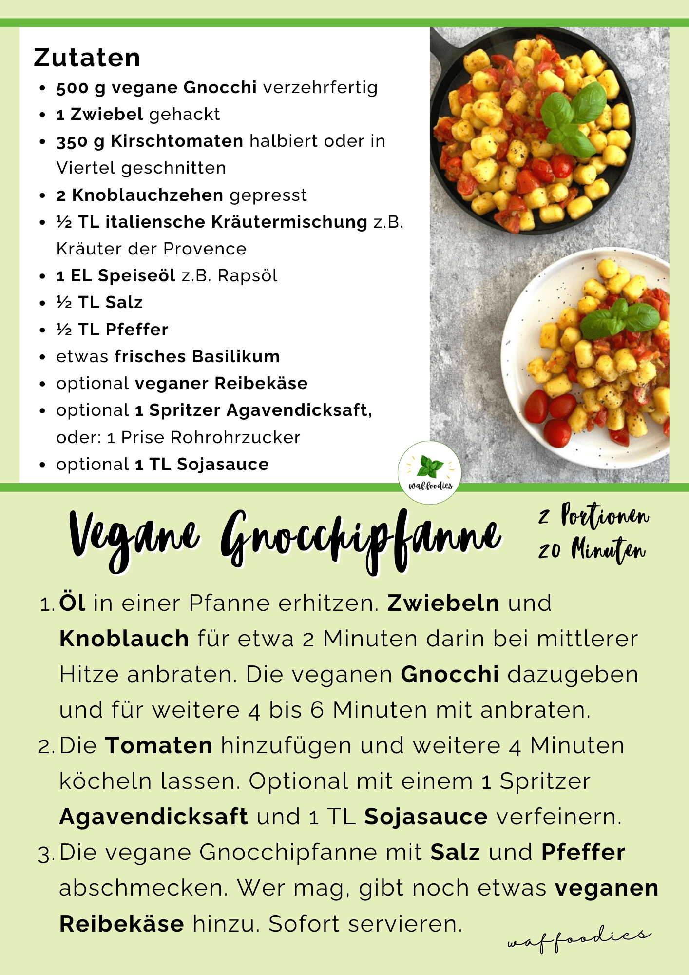 rezeptkarte für das rezept vegane gnocchipfanne