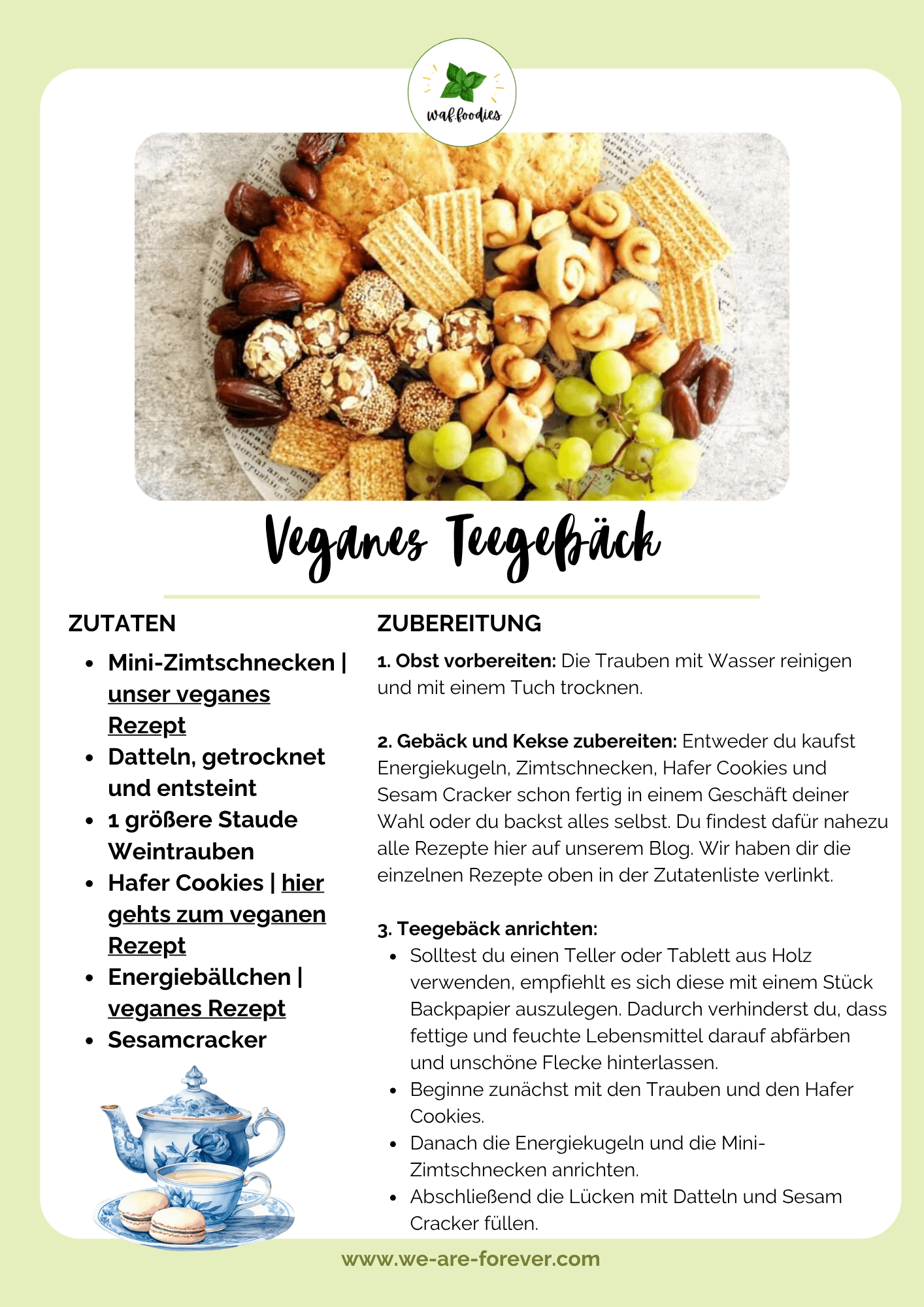 Rezeptkarte für veganes Teegebäck