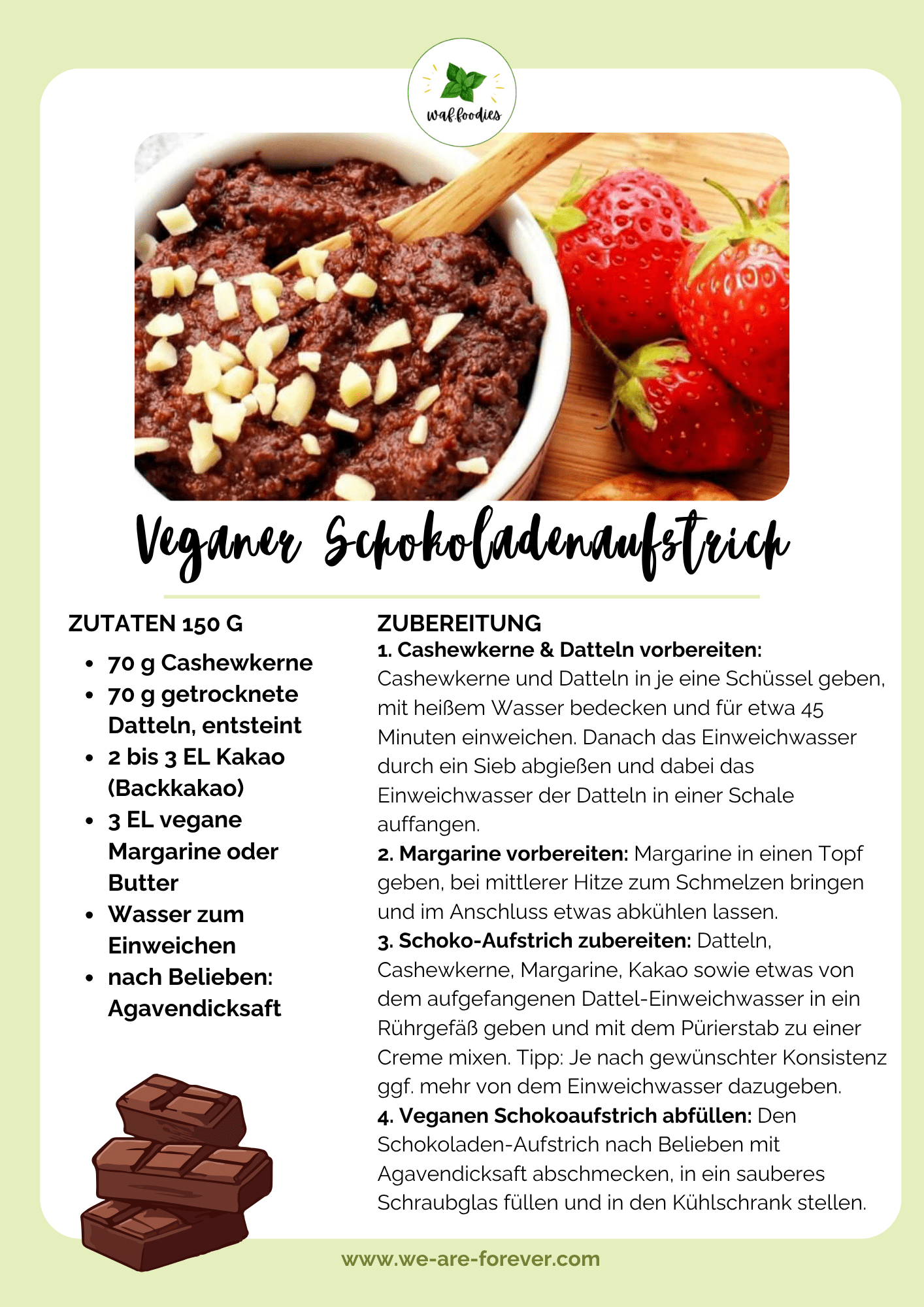 Rezeptkarte für veganen Schokoladenaufstrich