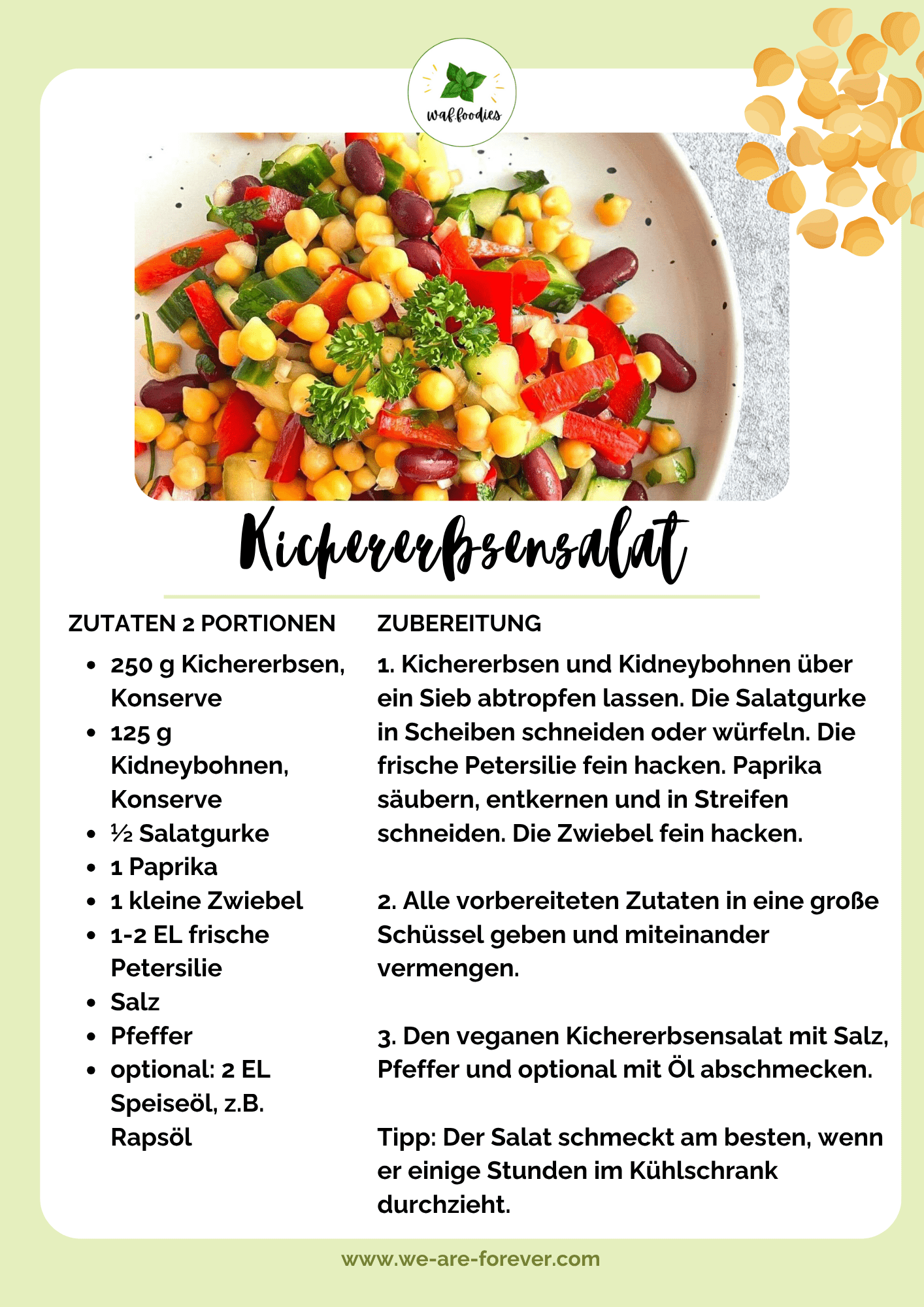 Rezeptkarte für Kichererbsensalat
