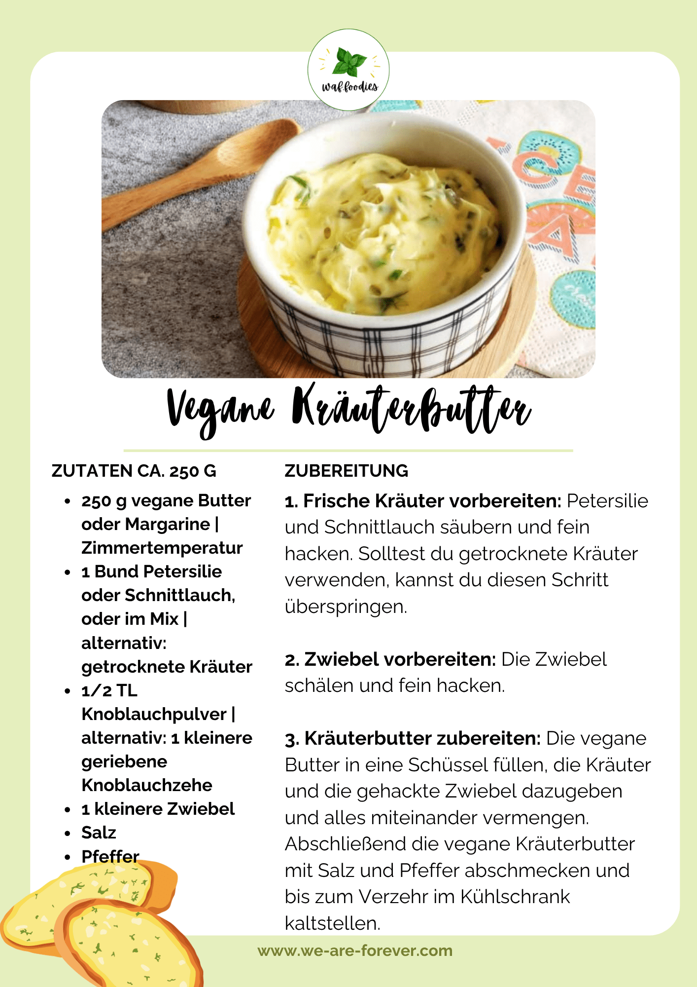 Rezeptkarte für vegane Kräuterbutter