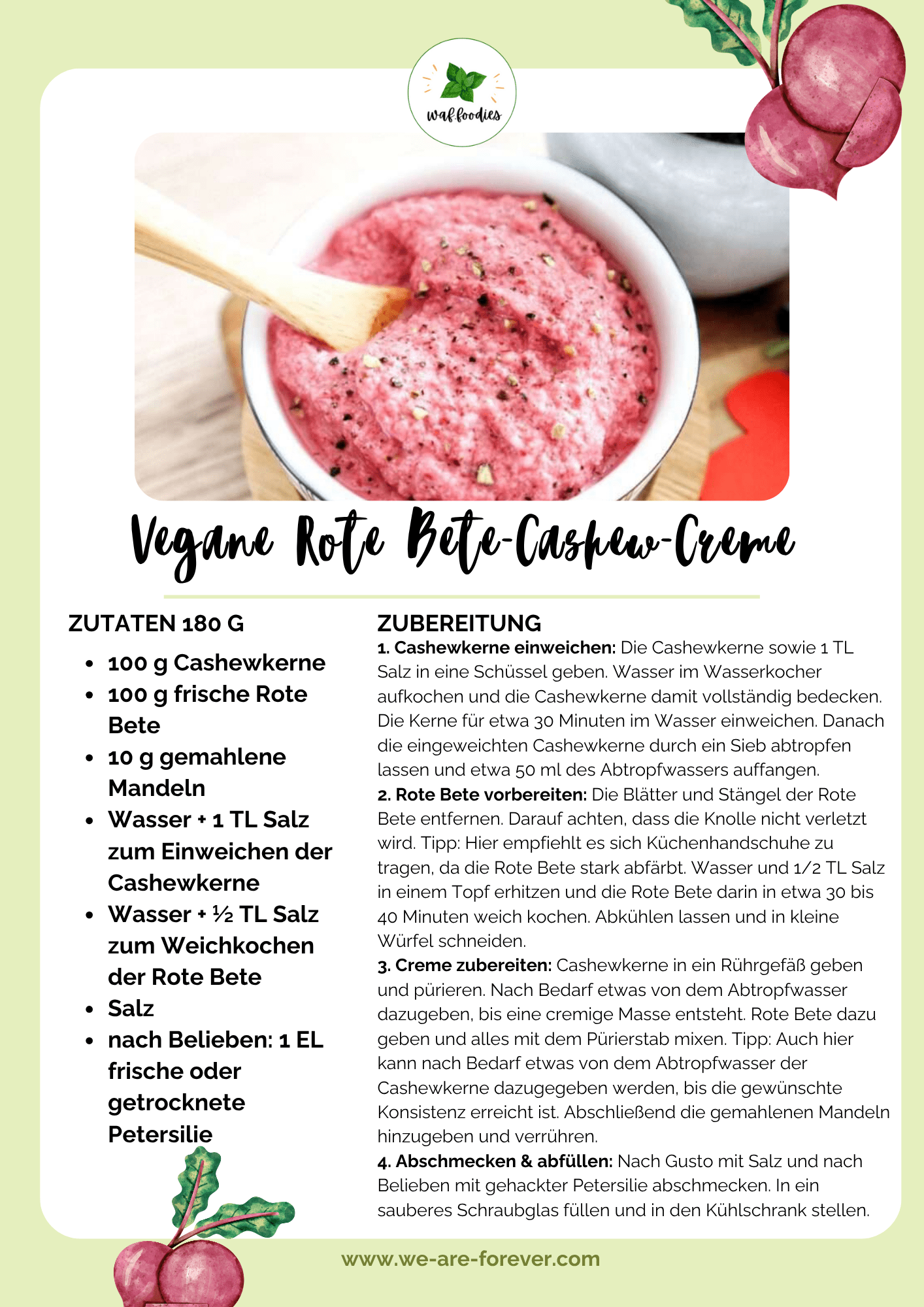 Rezeptkarte für Rote-Bete-Cashew-Creme