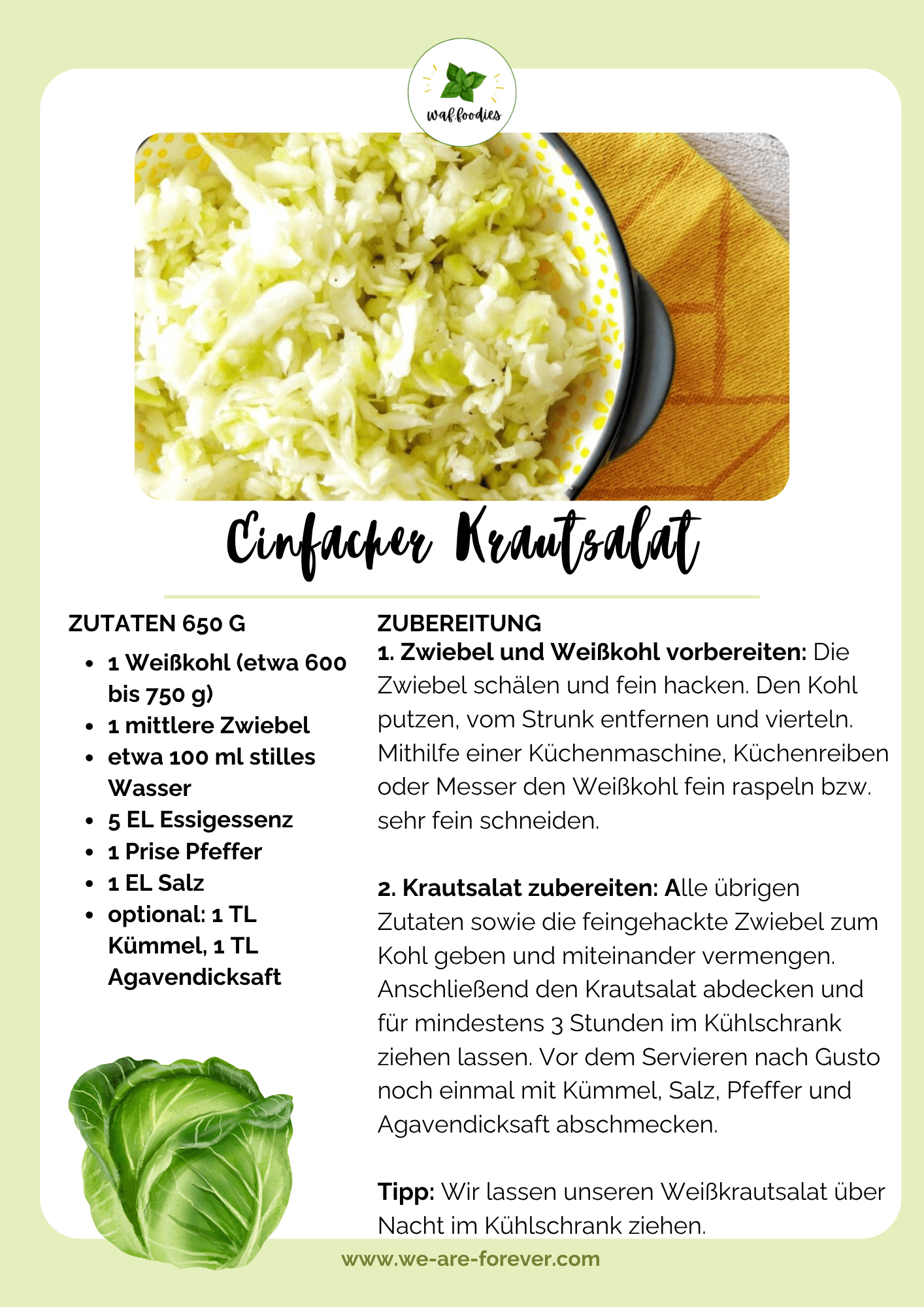 Rezeptkarte für Krautsalat