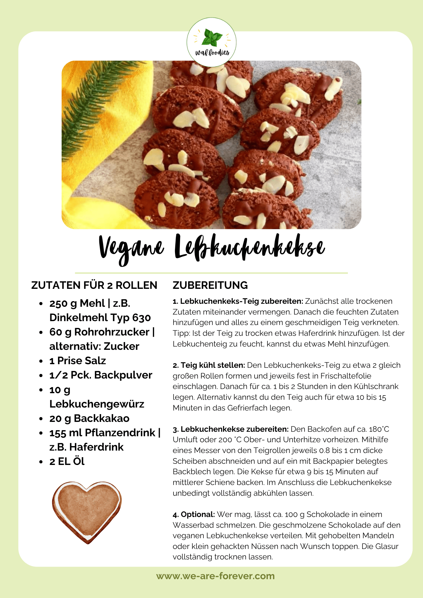 Rezeptkarte für vegane Lebkuchenkekse