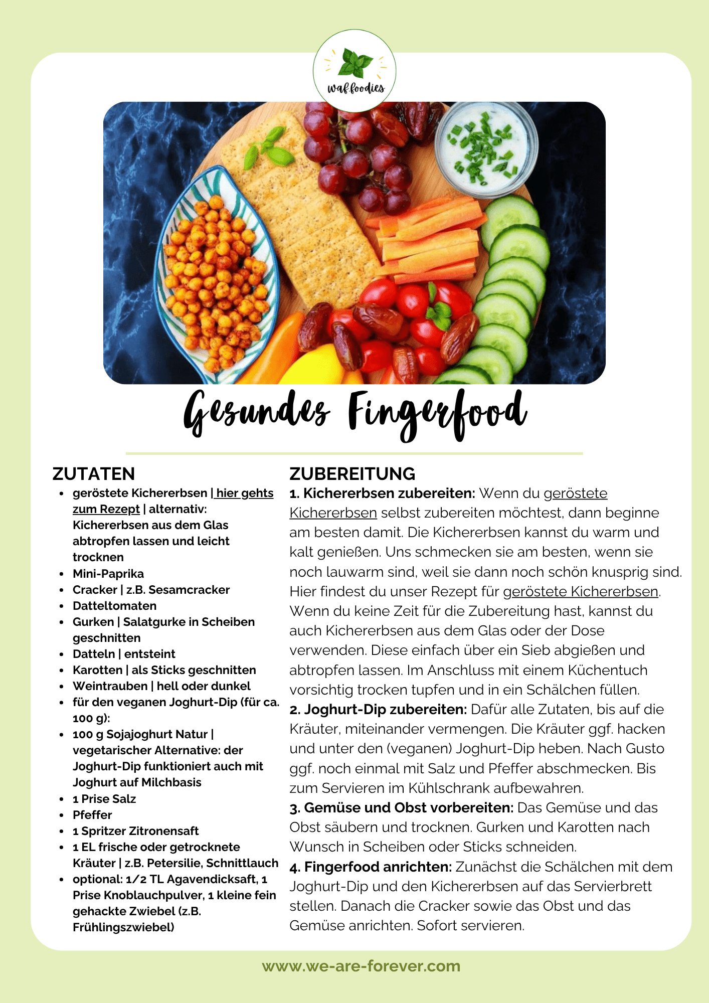 gesundes fingerfood auf einer snackplatte von waffoodies
