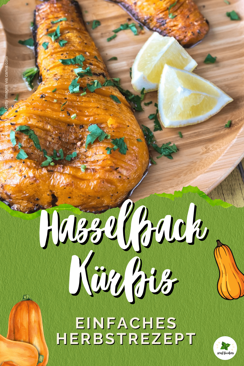 eganes Rezept für Hasselback Kürbis frisch aus dem Ofen