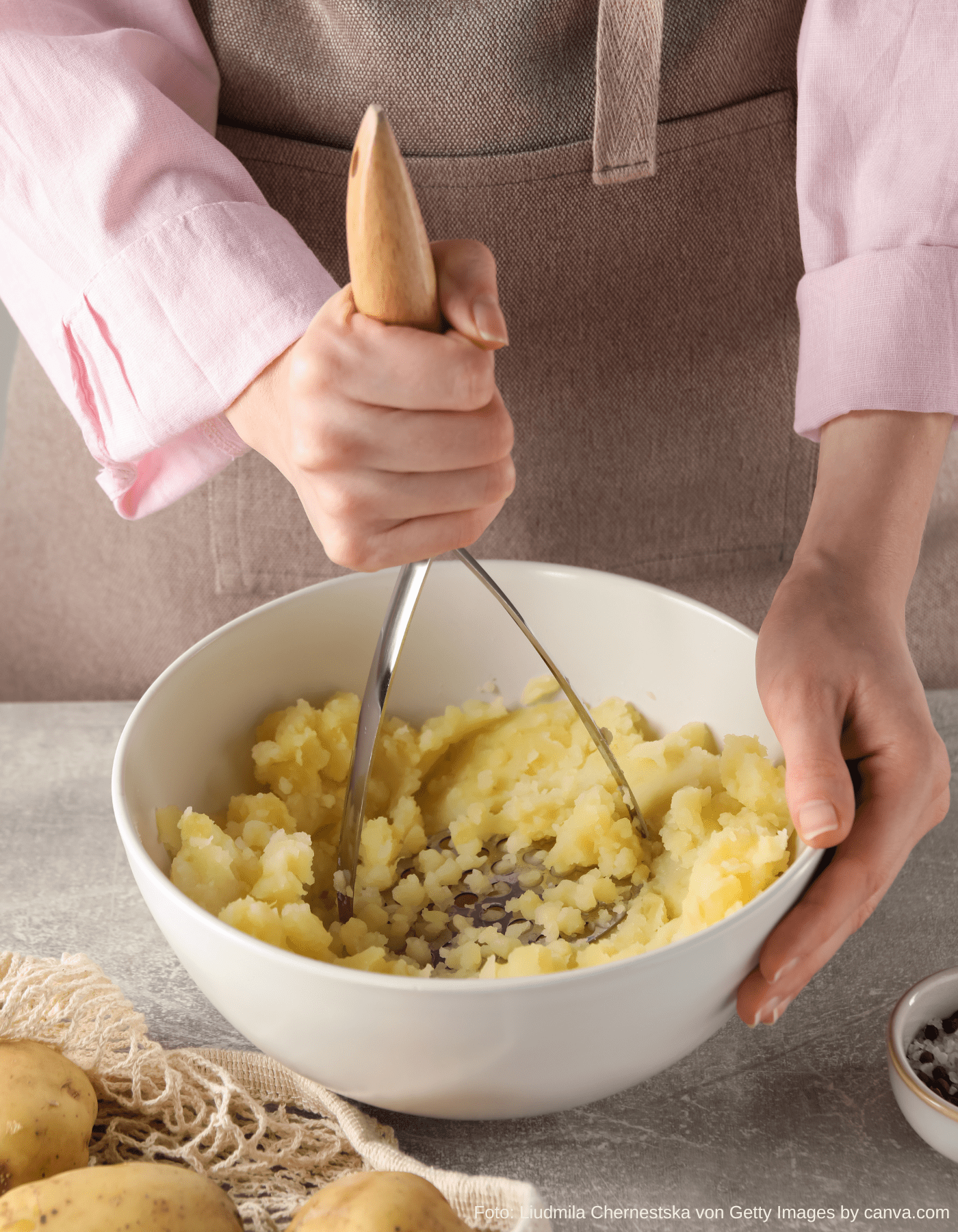 Edelstahl-Kartoffelstampfer für cremiges Kartoffelpüree ohne Klümpchen