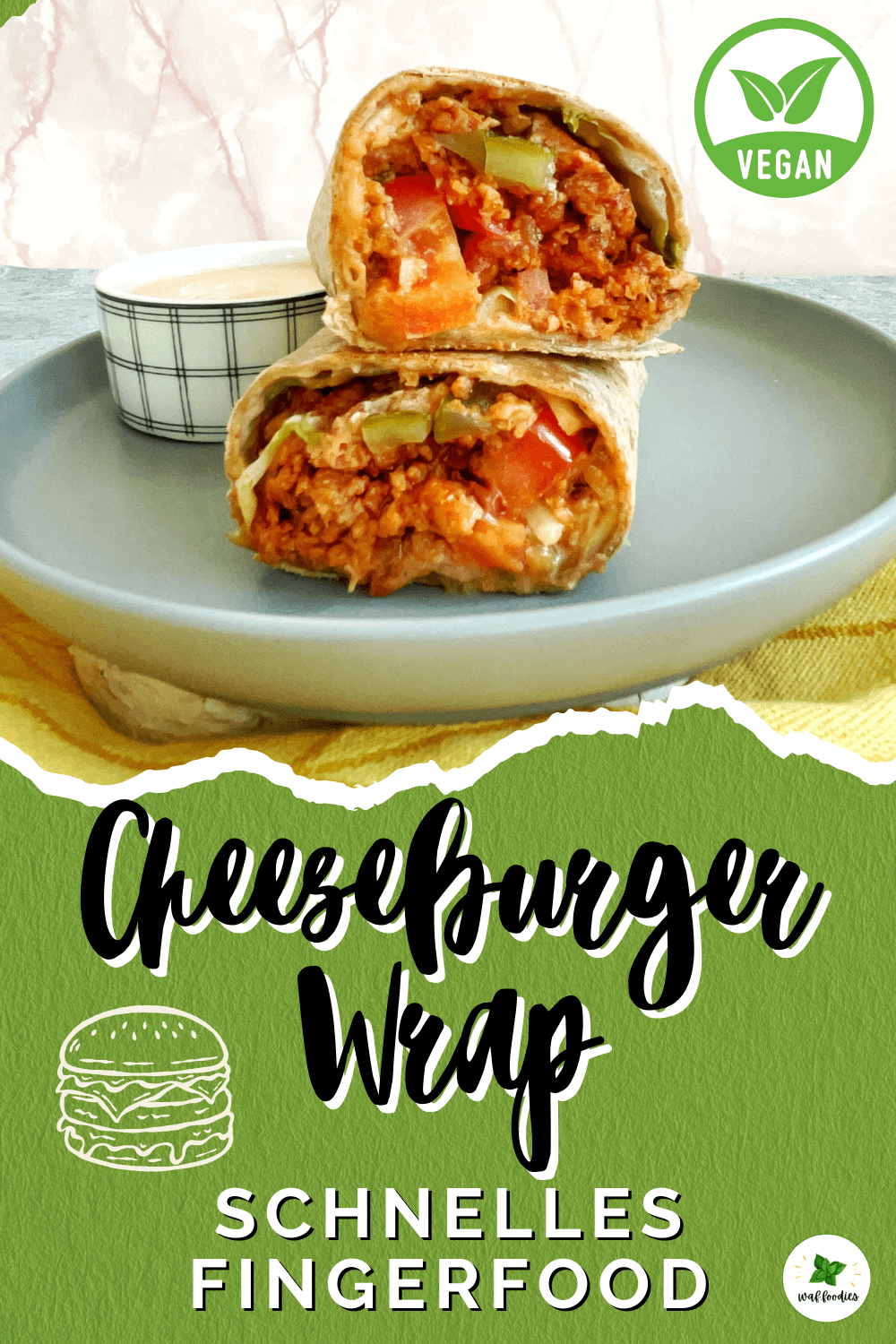 Veganer Cheeseburger Wrap