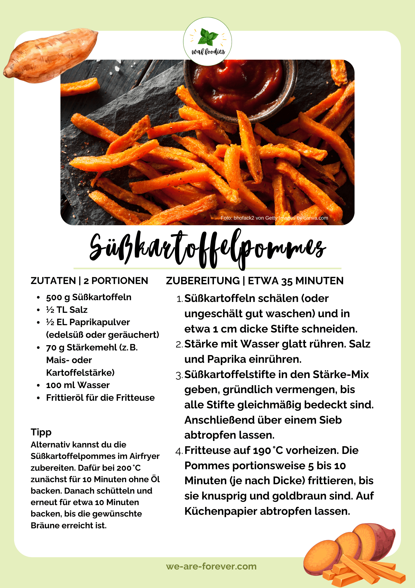 Rezept für vegane Süßkartoffelpommes
